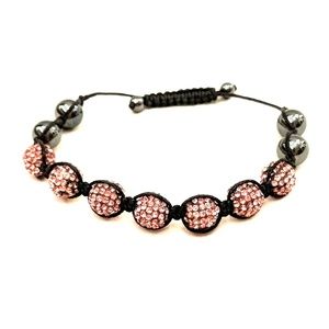 Pink Crystal Rhinestone Adjustable Bracelet